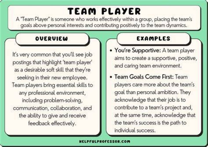 What is expected of a team player?