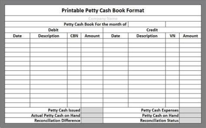 What is the format of petty cash book?
