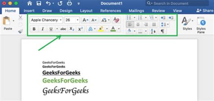 Which option is used for text formatting?